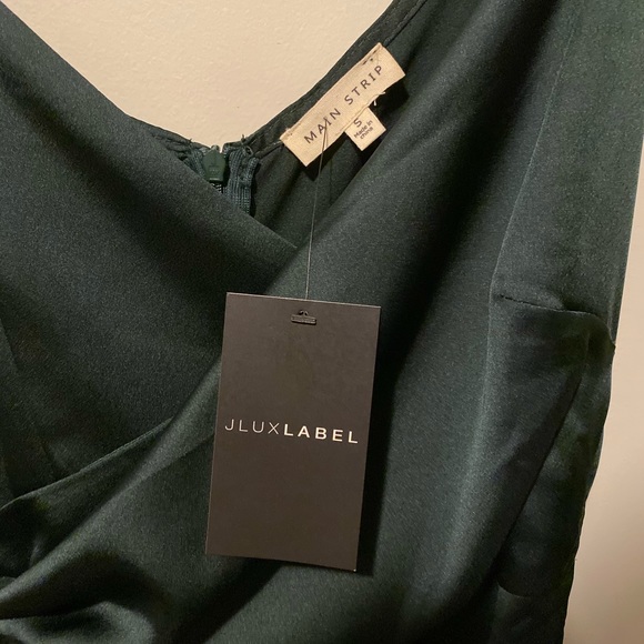 JLuxLabel dark green silk crossover dress Sm🎅🏼 - Picture 2 of 5